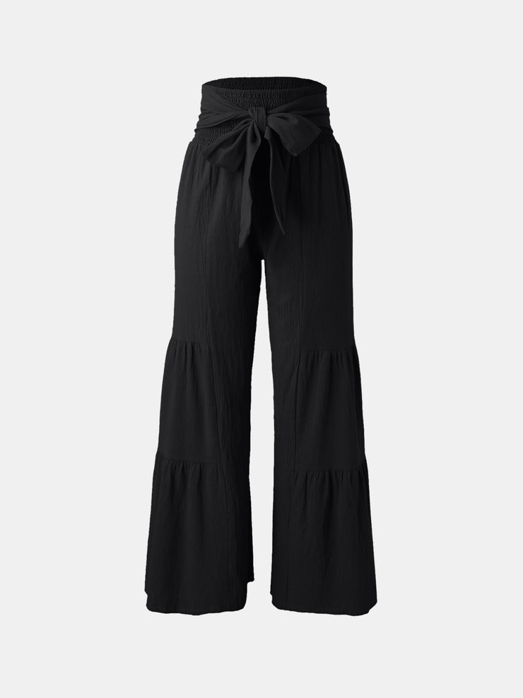 Tied Ruched Wide Leg Pants - Etopikk-fashion boho chic