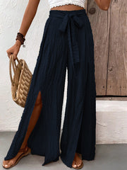 Tied Slit Wide Leg Pants