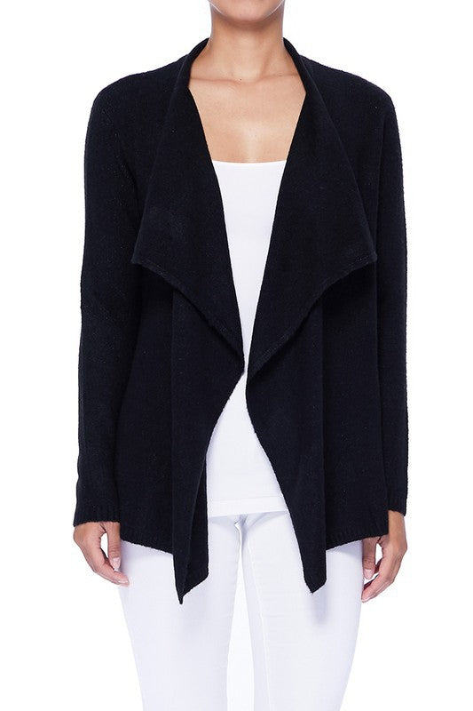 Black Color Cape Sweater Cardigan 