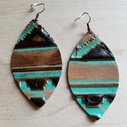 Leather oval earrings in navajo product image 1 -  By Etopikk Fashion - Boho Earrings collection.