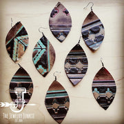 Leather oval earrings in navajo product image 2 -  By Etopikk Fashion - Boho Earrings collection.