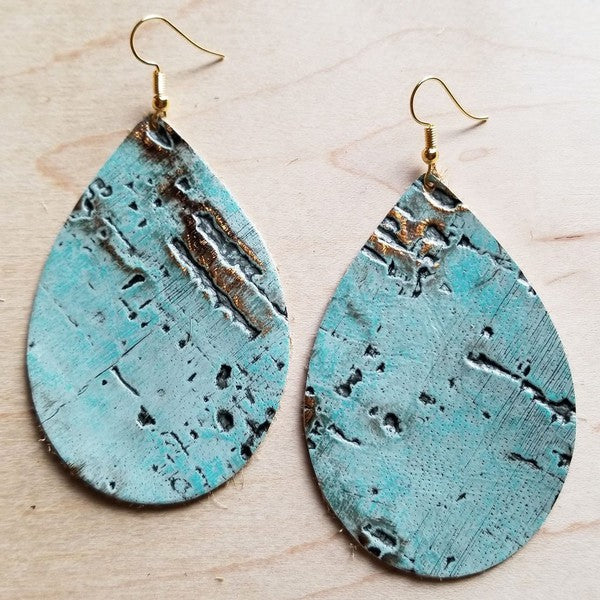 Leather Teardrop earrings in Turquoise Metallic product image 1