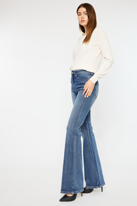 Long Length High Rise Flare Jeans