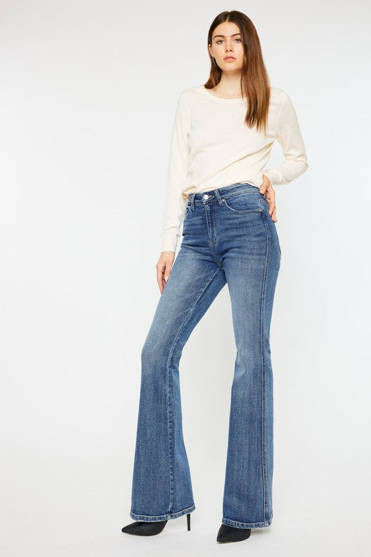 Casual Style High Rise Flare Jeans