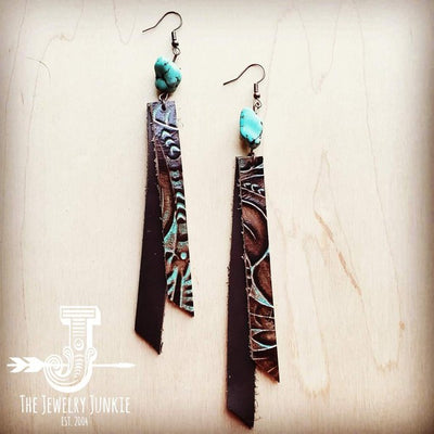 Leather Rectangle Earring in Turquoise Floral product image