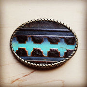 Rope Edge Blue Navajo Belt Buckle