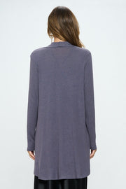 Brushed Knit Draped Cardigan with Cashmere Feel - Dark Cement product 4