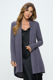 Brushed Knit Draped Cardigan with Cashmere Feel - Dark Cement product 2