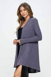 Brushed Knit Draped Cardigan with Cashmere Feel - Dark Cement product 3