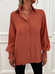 Red Women's Long Sleeve Button Down Bluse