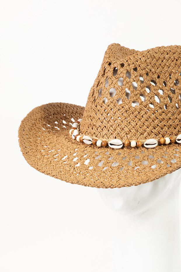 Fame Cowrie Shell Beaded String Straw Hat - Etopikk-fashion boho chic