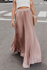 Boho pleated maxi skirt with flowing silhouette and high waist design in lightweight fabric for effortless bohemian style product image 1