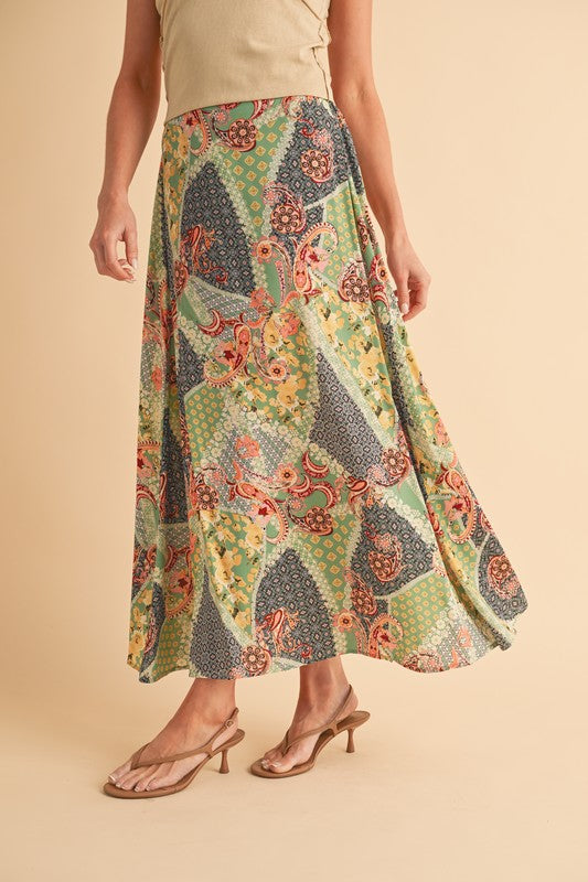 Free-Spirited Maxi Skirt with Colorful Patchwork print for Effortless Bohemian Style  product image 22