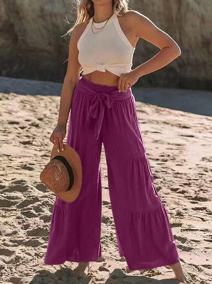 Tied Ruched Wide Leg Pants - Etopikk-fashion boho chic