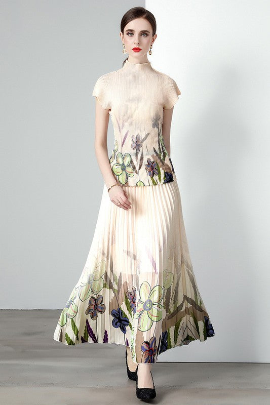 Boho Two-Piece Maxi Skirt Set with Printed Crop Top product image 1