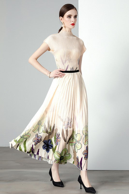 Boho Two-Piece Maxi Skirt Set with Printed Crop Top product image 2