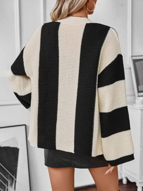 Color block striped knit cardigan product image 4