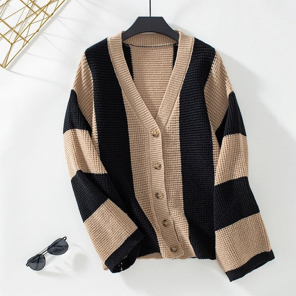 Color block striped knit cardigan product image 2