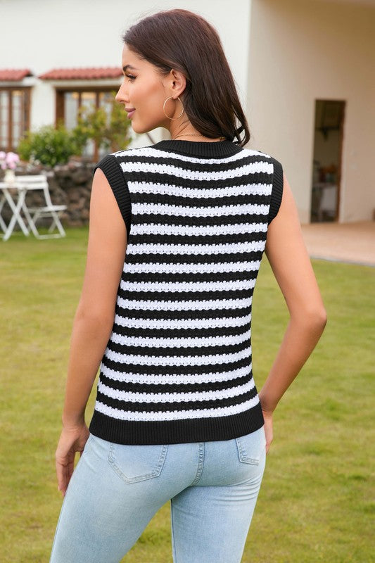 Color Block Button Up Knit Cardigans Sweater Vest product image 9