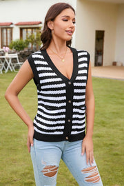 Color Block Button Up Knit Cardigans Sweater Vest product image 3