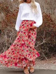 Floral Boho Maxi Skirt with romantic print and flowy silhouette for summer and festival style product image 1