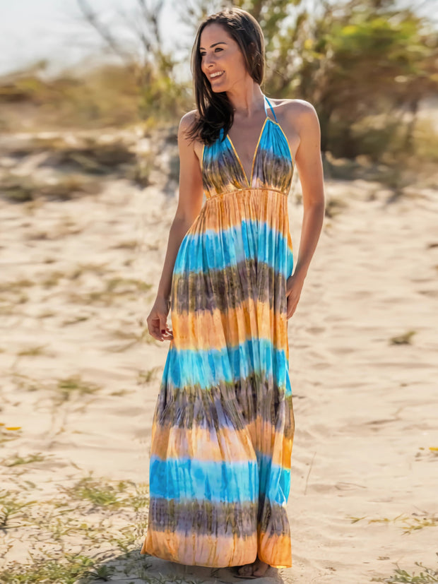 Tie-Dye Halter Neck Dress