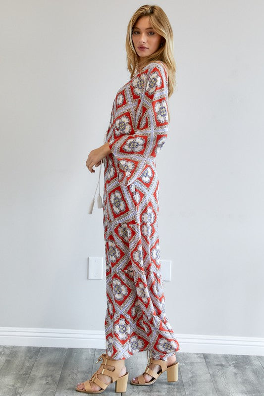 Printed Long Sleeve Loose Kimono