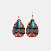 Turquoise Teardrop Shape Wooden Dangle Earrings - Etopikk-fashion boho chic