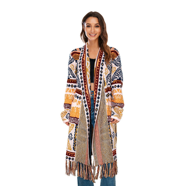 Ladies Ethnic Vintage Fringe Cardigan Top