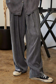 Stripe Button Down Shirt and Long Pants Set