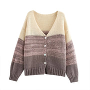 Korean Style Color Blocked Knitted Cardigan product image 3