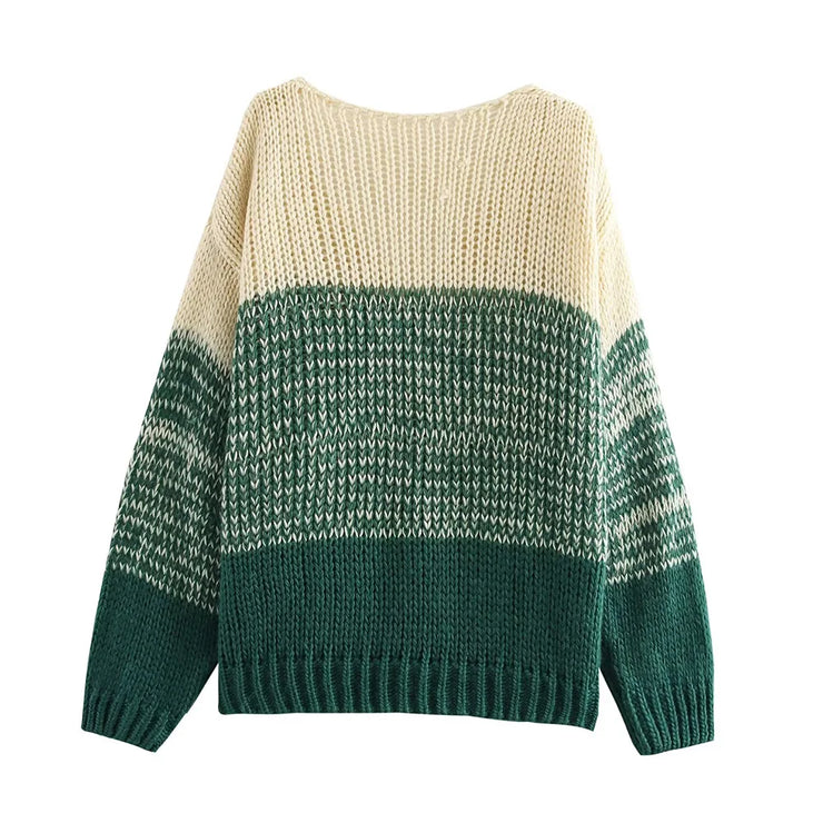 Korean Style Color Blocked Knitted Cardigan product image 5