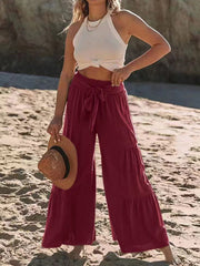 Tied Ruched Wide Leg Pants - Etopikk-fashion boho chic