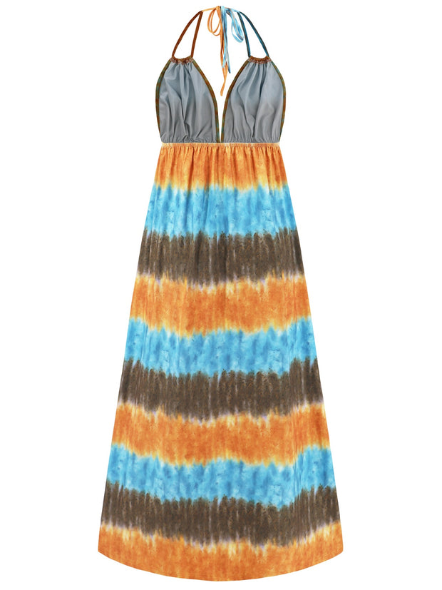 Tie-Dye Halter Neck Dress