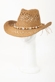 Fame Cowrie Shell Beaded String Straw Hat - Etopikk-fashion boho chic