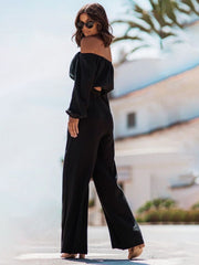 Off Shoulder Long Sleeve Top and Pants Set - Etopikk-fashion boho chic