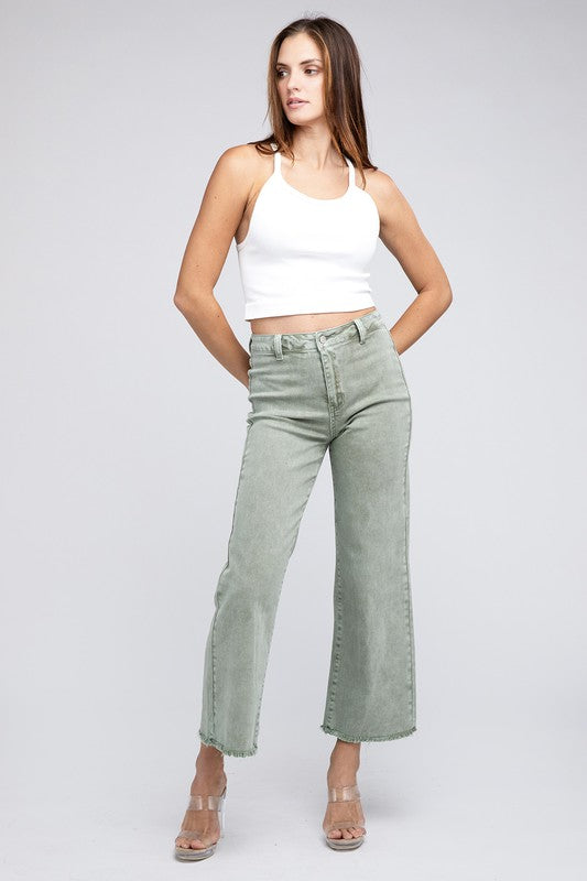 Grey Acid Wash Wide Pants