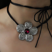 Tied Alloy Rhinestone Flower Shape Necklace - Etopikk-fashion boho chic