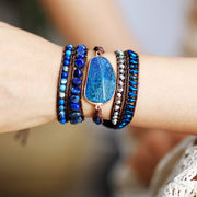 Bohemian Green Gold Handmade Beaded Woven Winding Bracelet Jewelry