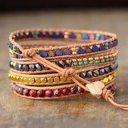 Premium Classic Heart Shape Leather Wrap Bracelets W/ Mix Stone Jaspers Beads Strand Bracelet Classic Jewelry Bijoux Dropship|Strand Bracelets|