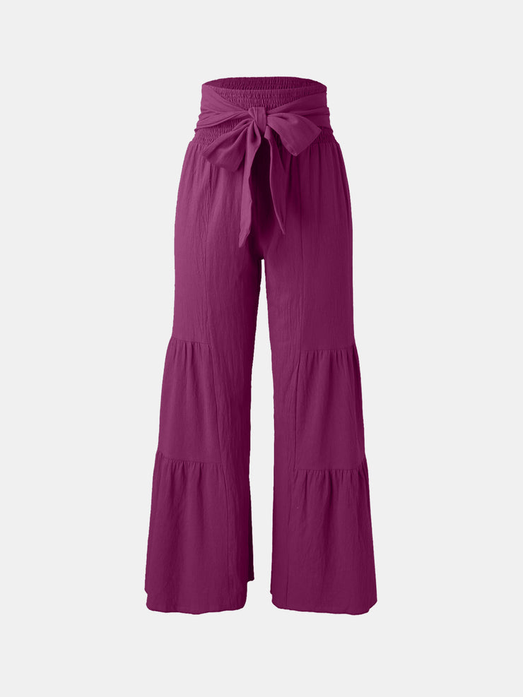 Tied Ruched Wide Leg Pants - Etopikk-fashion boho chic